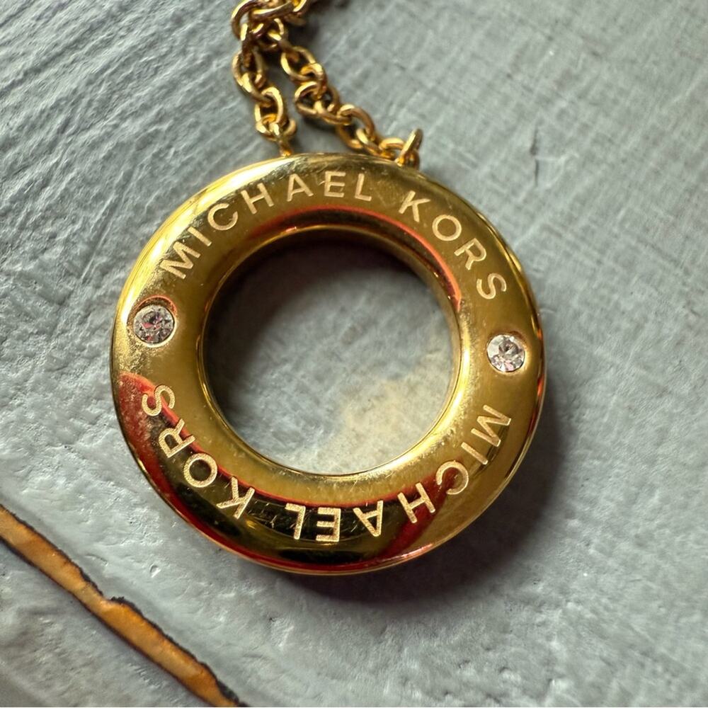 Michael Kors Gold Tone Ring Pendant Necklace - Picture 4 of 7
